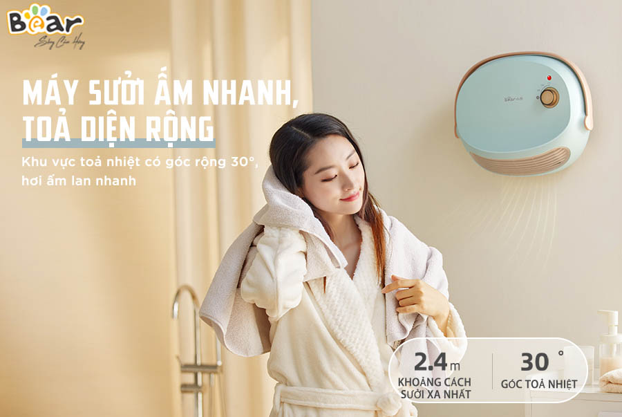 Máy Sưởi Treo Tường, Quạt Sưởi Điện Treo Tường BEAR DNQ-A19B1 Không Làm Khô Da Công Suất 2000 W - Hàng Chính Hãng