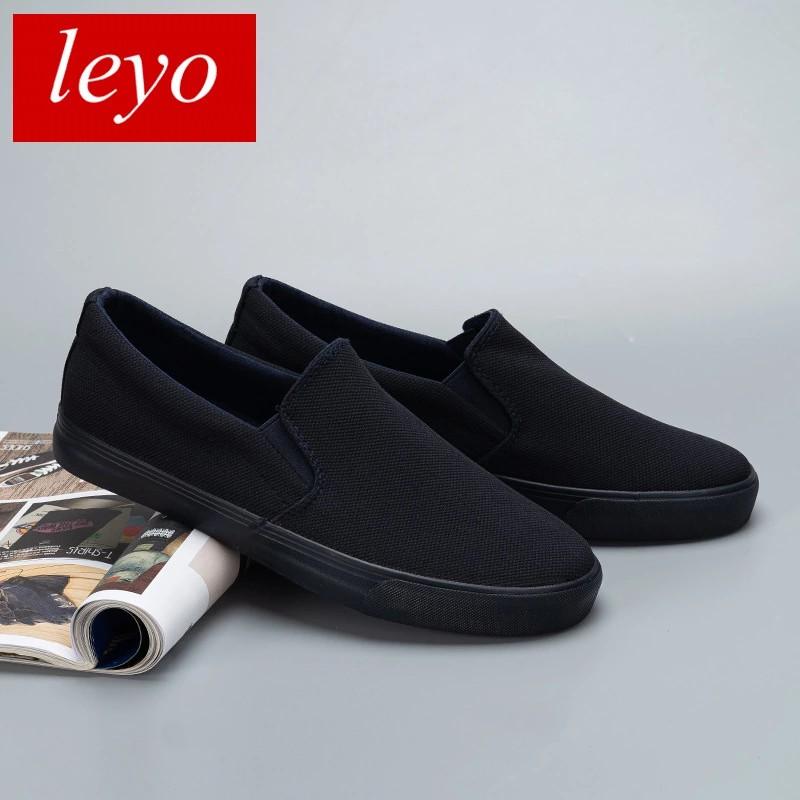 Slip on nam - Giày lười vải nam LEYO - Vải polyester màu đen full và xanh than full - Mã SP A7522