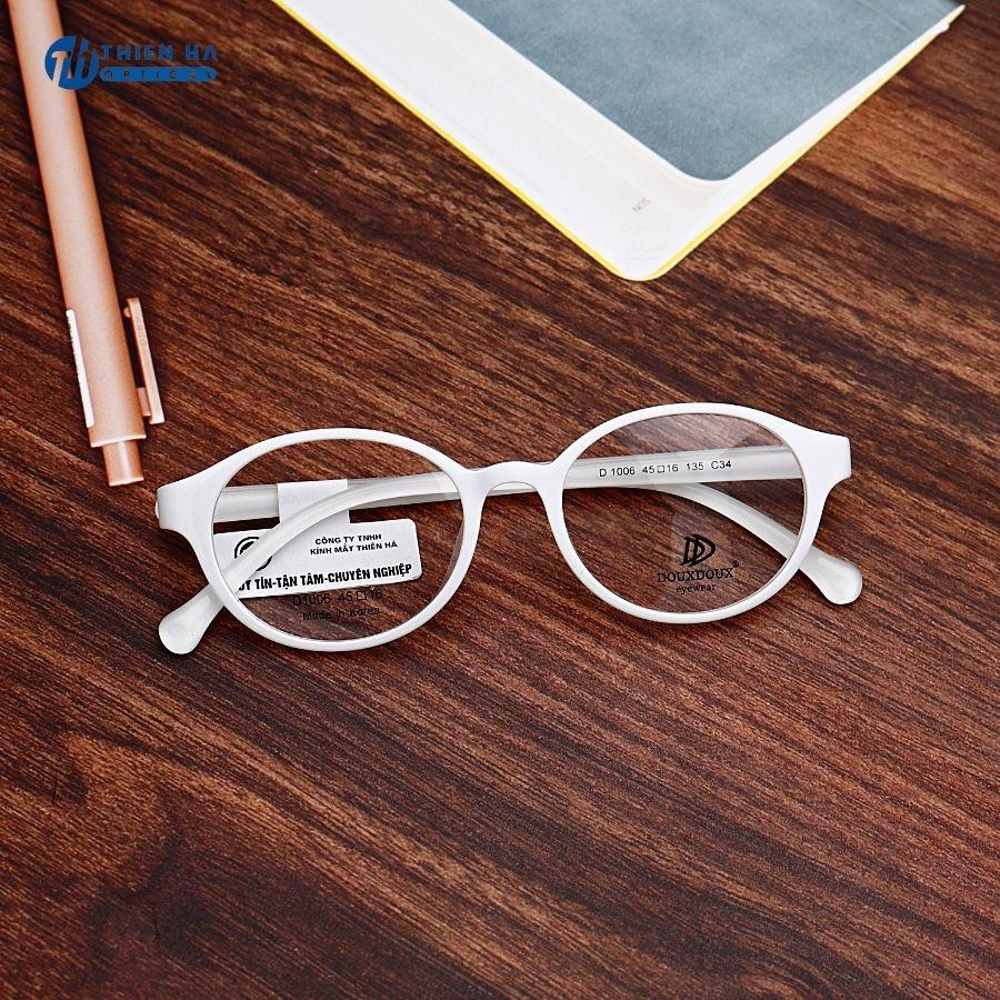 Gọng kính trẻ em dáng tròn THIEN HA OPTICAL nhập khẩu Hàn Quốc nhựa dẻo nhẹ an toàn cho da nhiều màu cute DOUXDOUX D1006