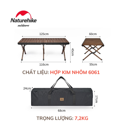 Bàn nhôm cuộn trứng NatureHike CNH22JU043