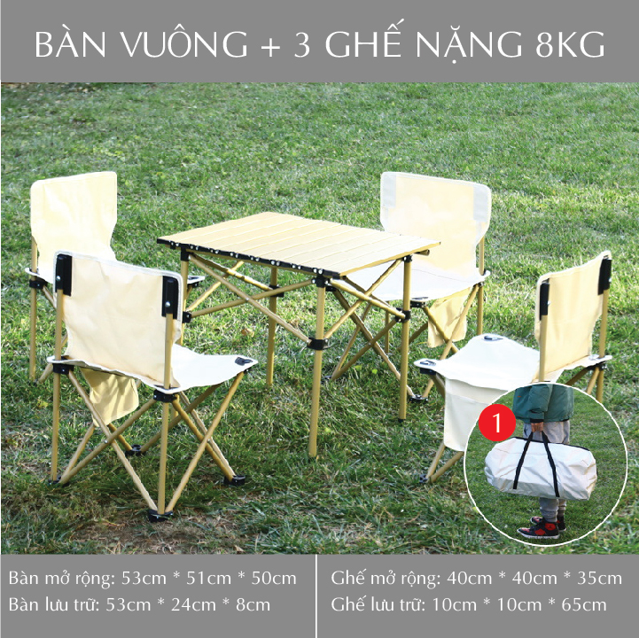 Bộ bàn ghế dã ngoại 6 ghế,cắm trại, du lịch, picnic, bàn xếp, ghế gấp gọn, mặt bàn 95x57cm, ghế xếp 40x40cm,kèm tùi đựng