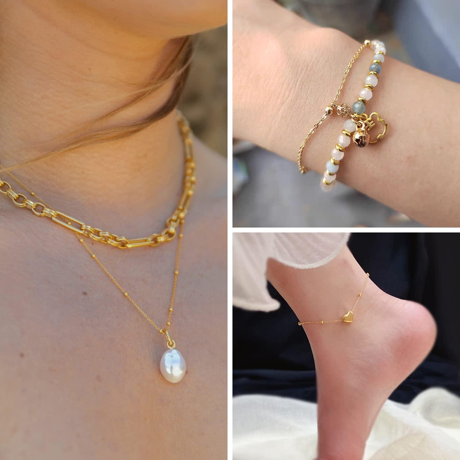 Chuỗi trang sức 5 mét bằng thép không gỉ Golden Gold DIY Sản xuất Lớp Vòng đeo tay Pearl Vòng đeo tay dây chuyền Chuỗi trang trí Chuỗi trang trí
