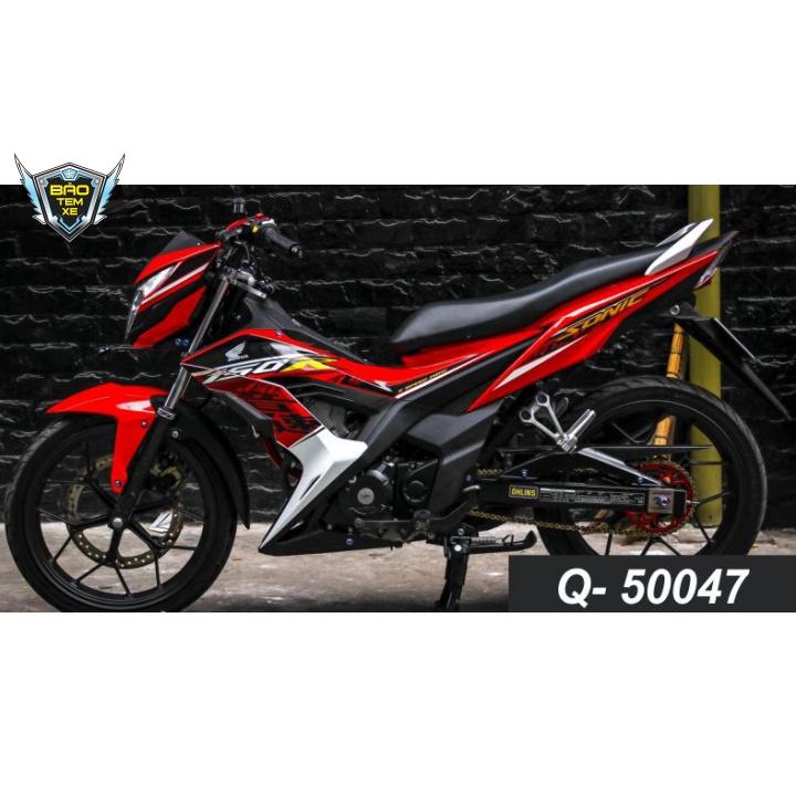 Tem rời dán xe sonic 150 trắng đỏ