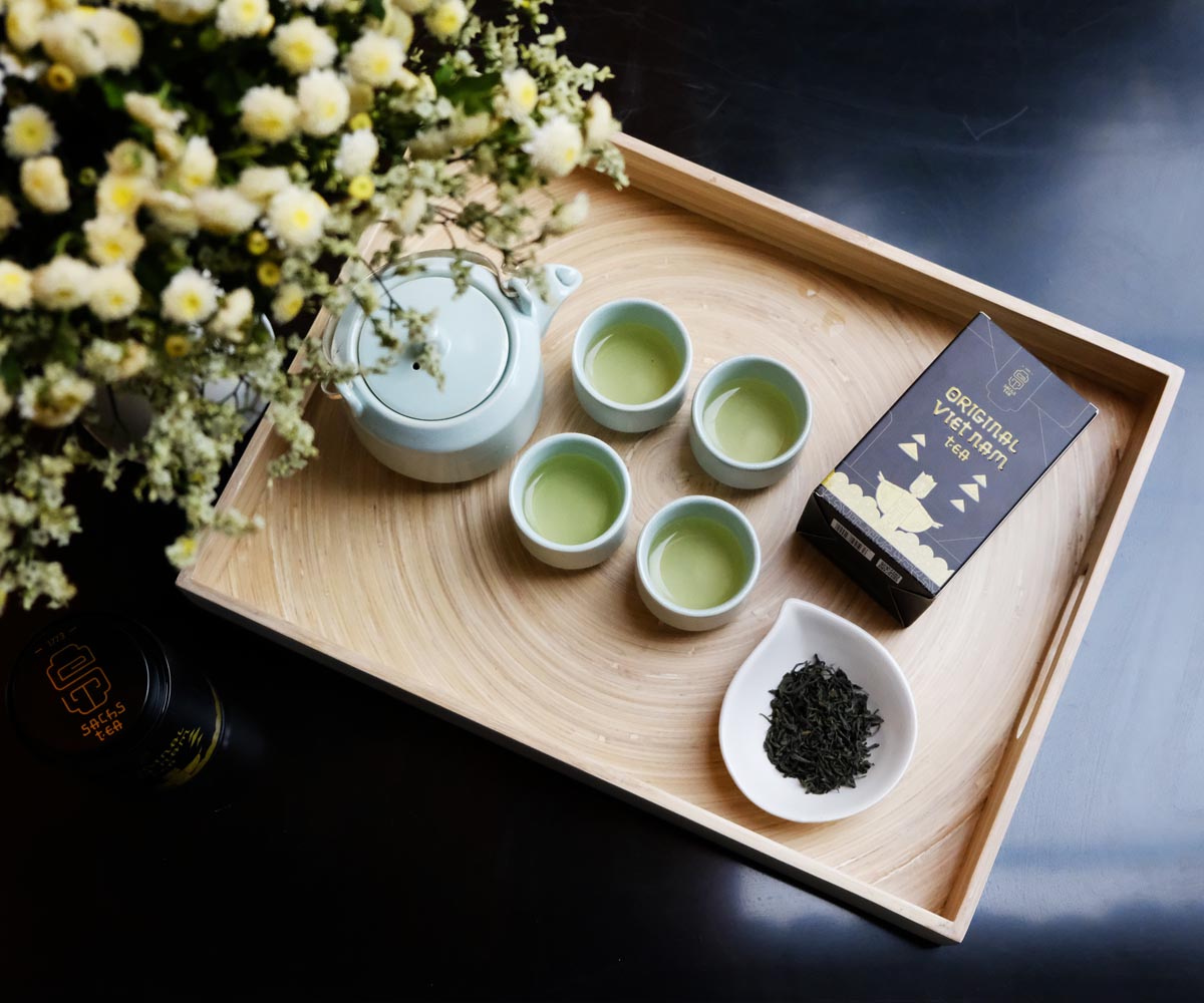 Khay trà tre KTTC01 SACHS TEA 1773 sang trọng cao cấp lịch sự (tặng kèm 1 loại trà hữu cơ)