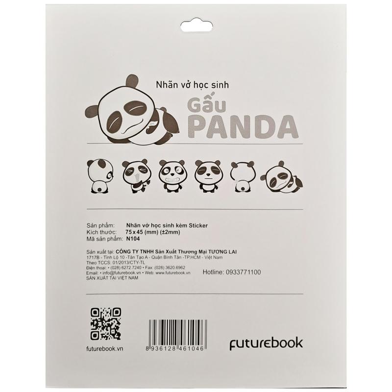 Nhãn Vở Học Sinh Panda Kèm Sticker - futurebook N104 (16 Nhãn)