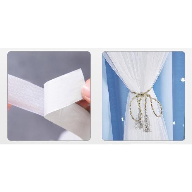Rèm cửa dán HAI LỚP màu xanh dương không cần thanh treo chống nắng tốt - TẶNG DÂY CỘT RÈM VÀ MIẾNG DÁN