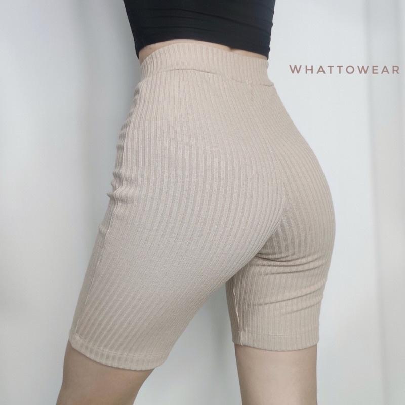 Quần biker short lưng cao thun gân dày giãn tốt cao cấp - by Whattowear