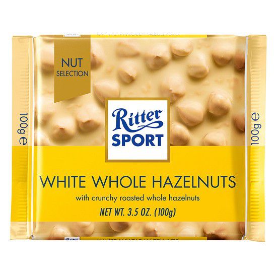 Combo 6 thanh Chocolate Ritter Sport Weisse Voll-Nuss vị White Choco nhân Hạt dẻ 100gr