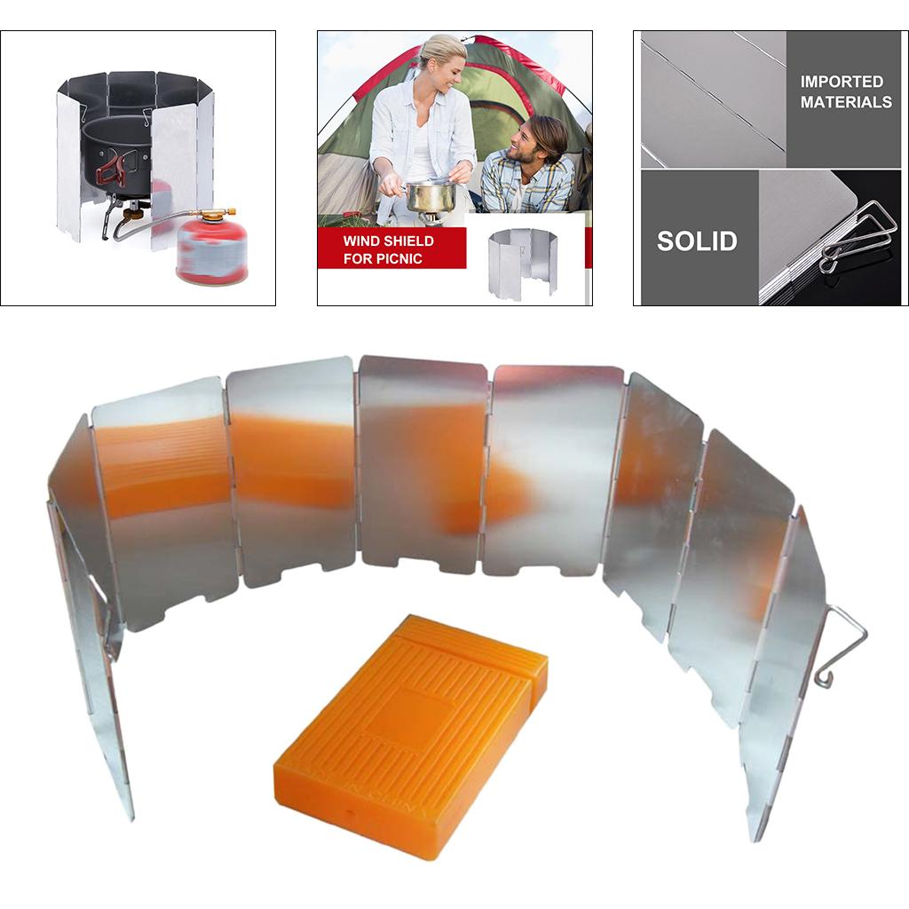 9 Plates Aluminum Alloy Gas Stove Wind Screen Windshield Backpacking Camping