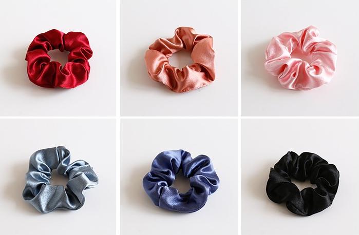 Scrunchies dây cột tóc lụa đơn sắc