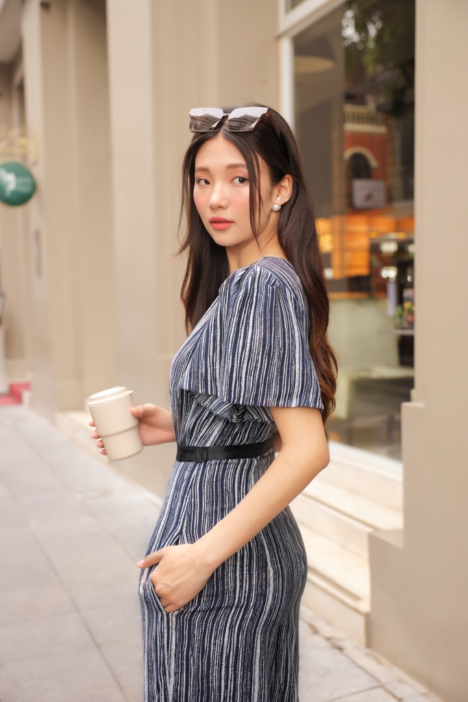 Jumpsuit dài, ống rộng có tay CLARA MARE JUM4003