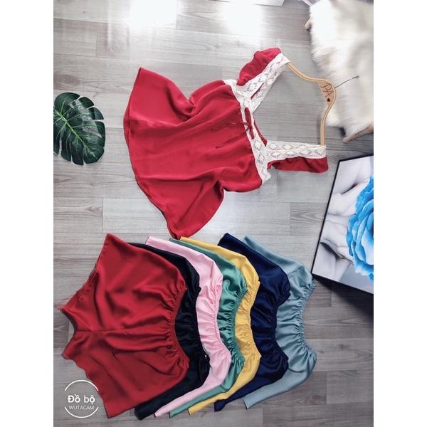 Đồ bộ đùi cánh tiên phối ren satin cao cấp, Đồ mặc nhà- Phươngaliceshop