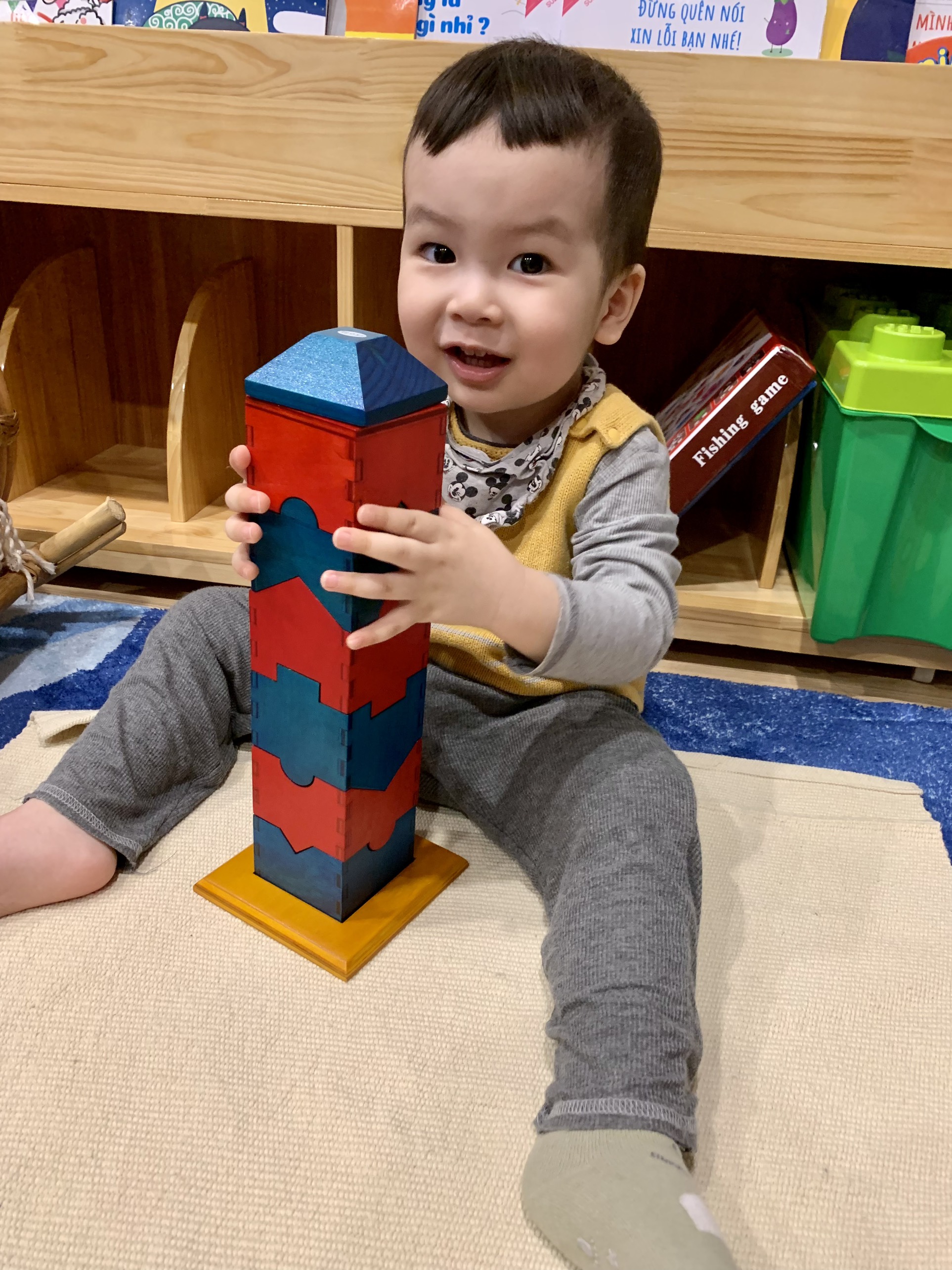 [THANH LÝ] [SK 004 - Mota Montessori] - Đồ chơi trí tuệ cho bé Xếp hình dạng tháp - Hàng chính hãng
