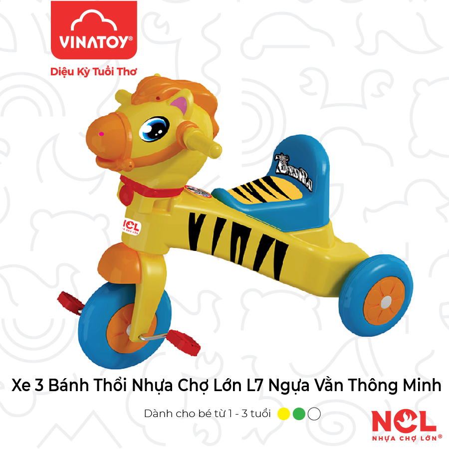 Xe 3 bánh Nhựa Chợ Lớn L7 hình Con Bò - Con Heo - Con Hổ - Ngựa Vằn - Con Hươu