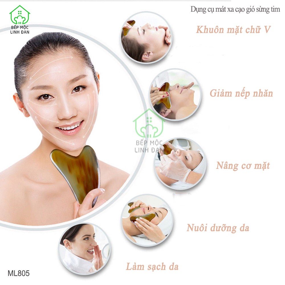 Dụng Cụ Mát Xa Cạo Gió Sừng - Làm Mịn Da Mặt Chống Lão Hóa [ML805]