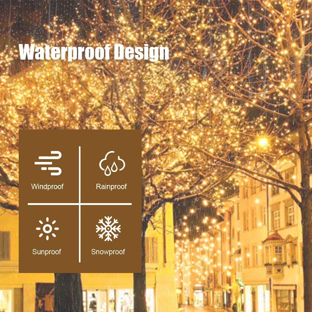 Đèn LED dây năng lượng mặt với 200 LED dài 66 feet