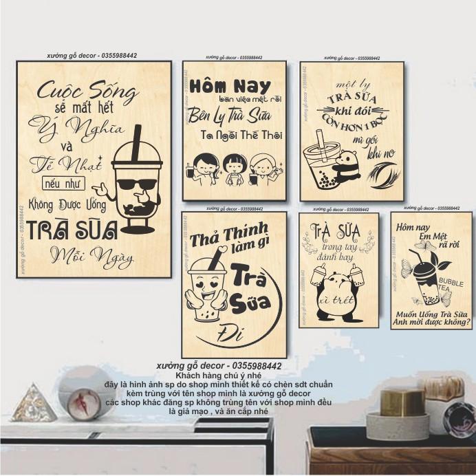 Tranh Trang Trí Quán Trà Sữa, Coffee Bằng Gỗ
