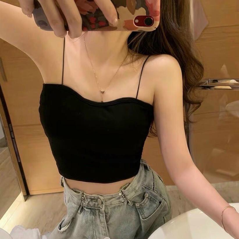 Áo 2 dây nữ sợi bún dáng croptop