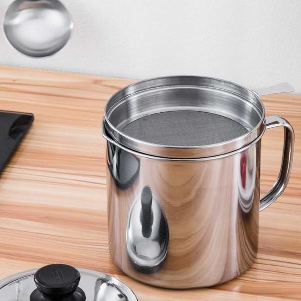 Ca lọc dầu inox 304 Bằng Thép Không Gỉ - Bình đựng dầu bằng thép không gỉ 304 kèm lưới lọc 1.3 Lít