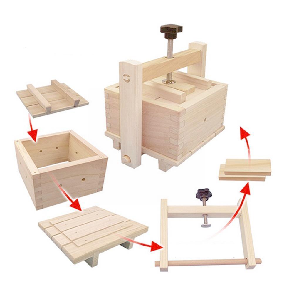 Tự Làm Bằng Gỗ Ép Khuôn Mẫu Bộ Tự Chế Phô Mai Đậu Phụ Khuôn Bếp Tháo Rời Sữa Đông Phụ Kiện Dụng Cụ Làm Nấu Đậu Nành Trang Bị Cho G4R4