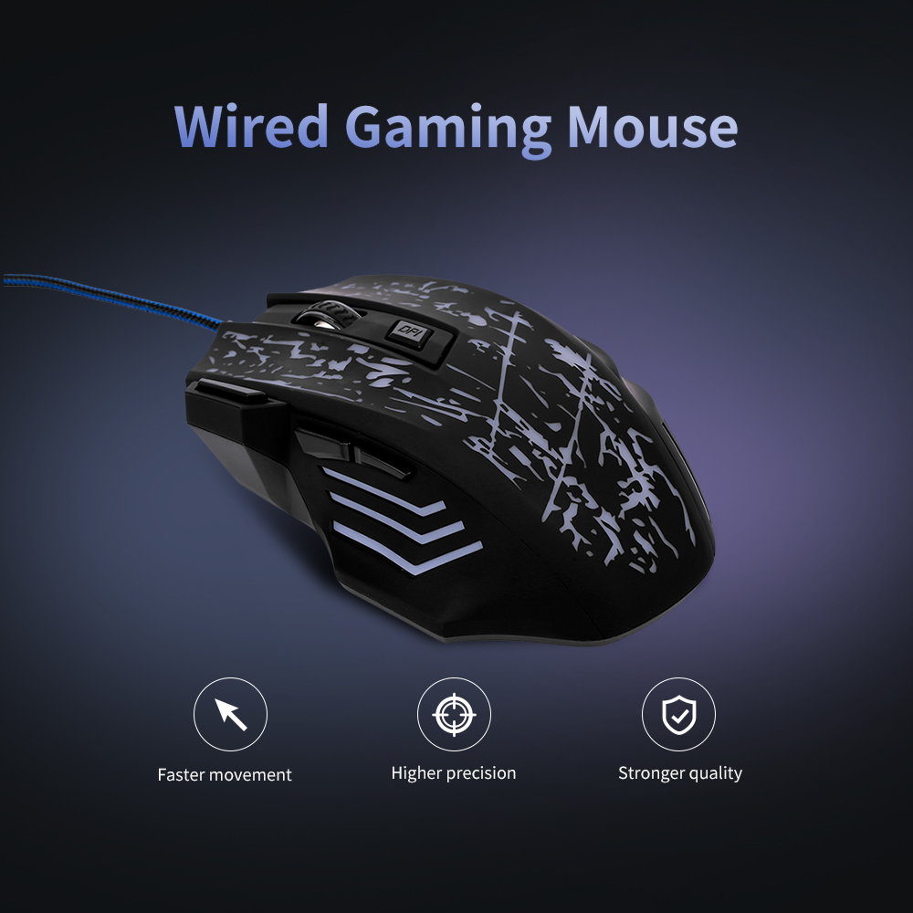 Chuột chơi game có dây chuyên nghiệp 5500DPI với 7 nút Ergonomic Grip Đèn RGB