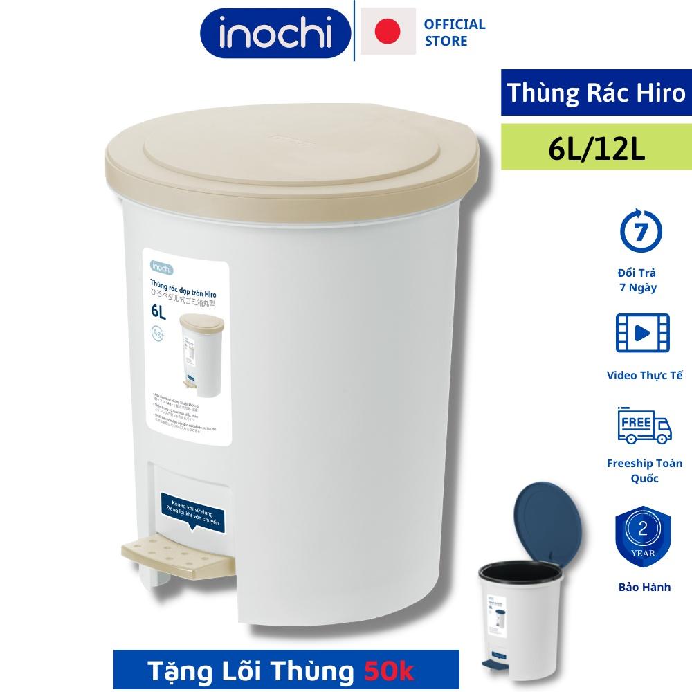 Thùng Rác Nhựa Đạp Chân Nắp Tròn inochi 6L 12 Lít Sọt Rác Văn Phòng mini thông minh THRT6L