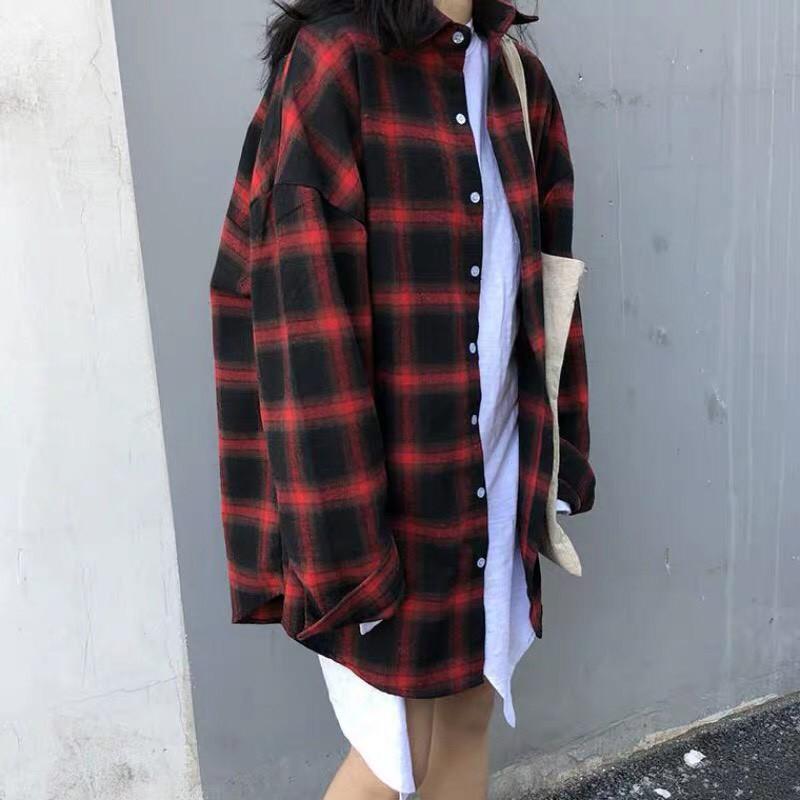 Áo sơ mi kẻ caro ulzzang form rộng Oversize