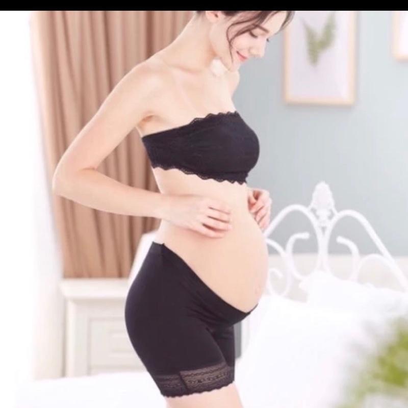 Quần Bầu Mặc Váy Cạp Chéo – Chất Mềm Mát, Co Giãn, 2 Màu Đen &amp; Da – Bầu Xinh, Dễ Chịu - Đen