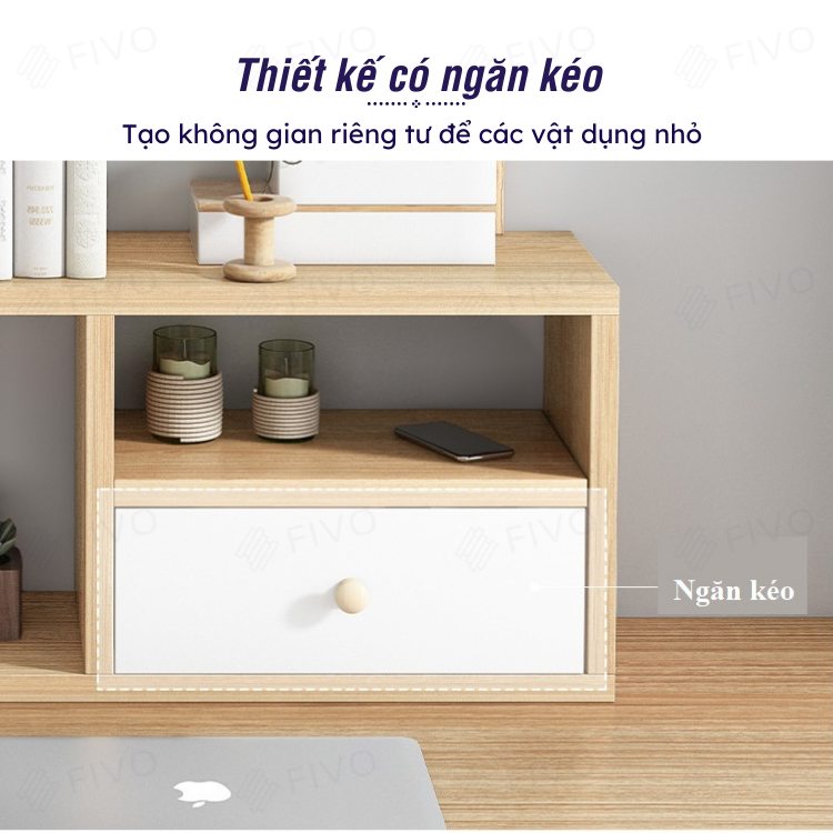 Kệ Sách Để Bàn Gỗ MDF FIVO FB20 Thích Hợp Cho Bàn Học Dễ Lắp Ráp (60 x 20 x 60 cm)- Hàng Chính Hãng