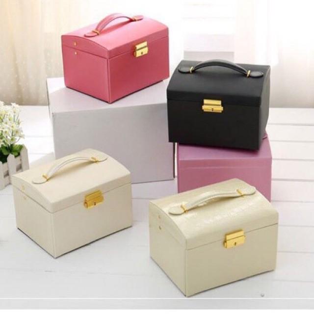 Hộp da đựng phụ kiện trang sức nữ để bàn thanh lịch cho phái đẹp, chất liệu da pu cao cấp