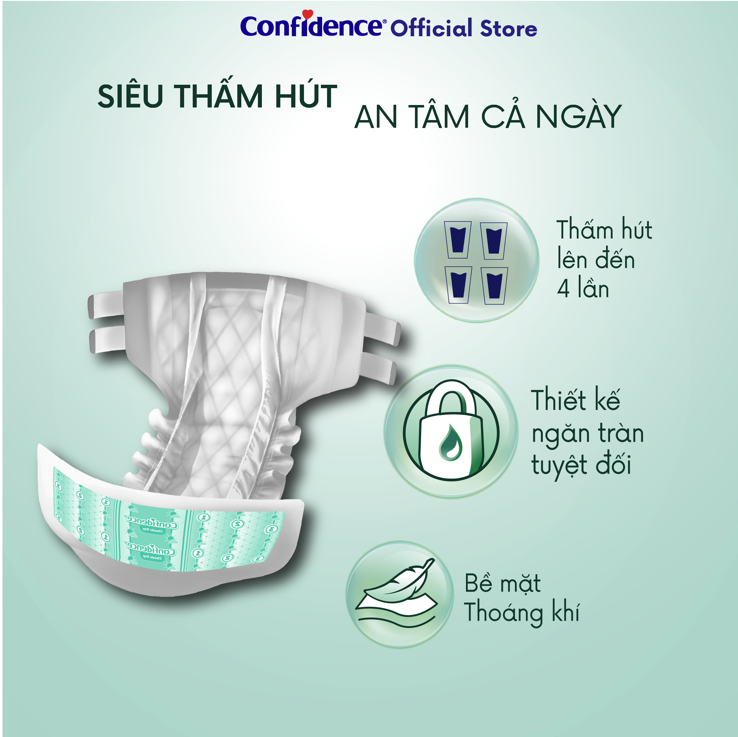 Combo 3 Tã dán người lớn CONFIDENCE CLASSIC DAY size M/L gói 15 miếng 