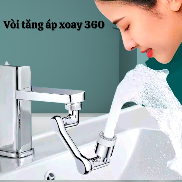 Vòi nước tăng áp Inox cao cấp thiết kế xoay 1080đ với 2 chế độ phun nước tiết kiệm