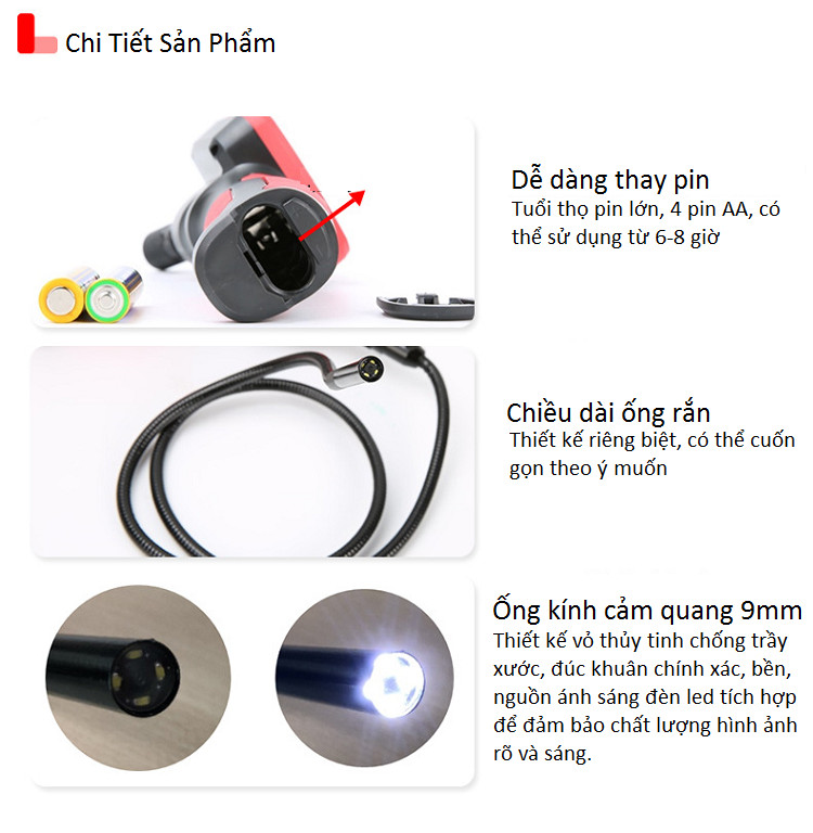 Camera nội soi có tay cầm màn hình LCD màu 2,4 inch UT-665