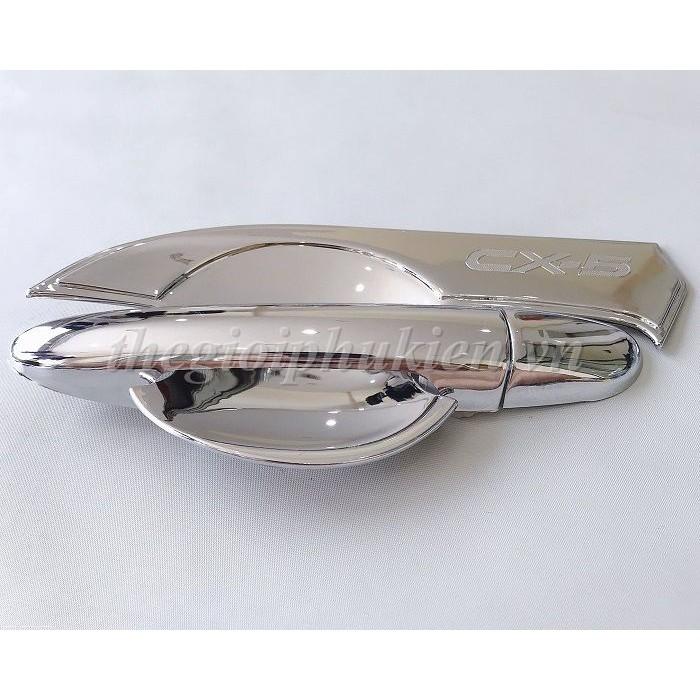 Bộ ốp tay nắm, hõm cửa xe Mazda CX-5, CX5 2016-2017 mạ Crom