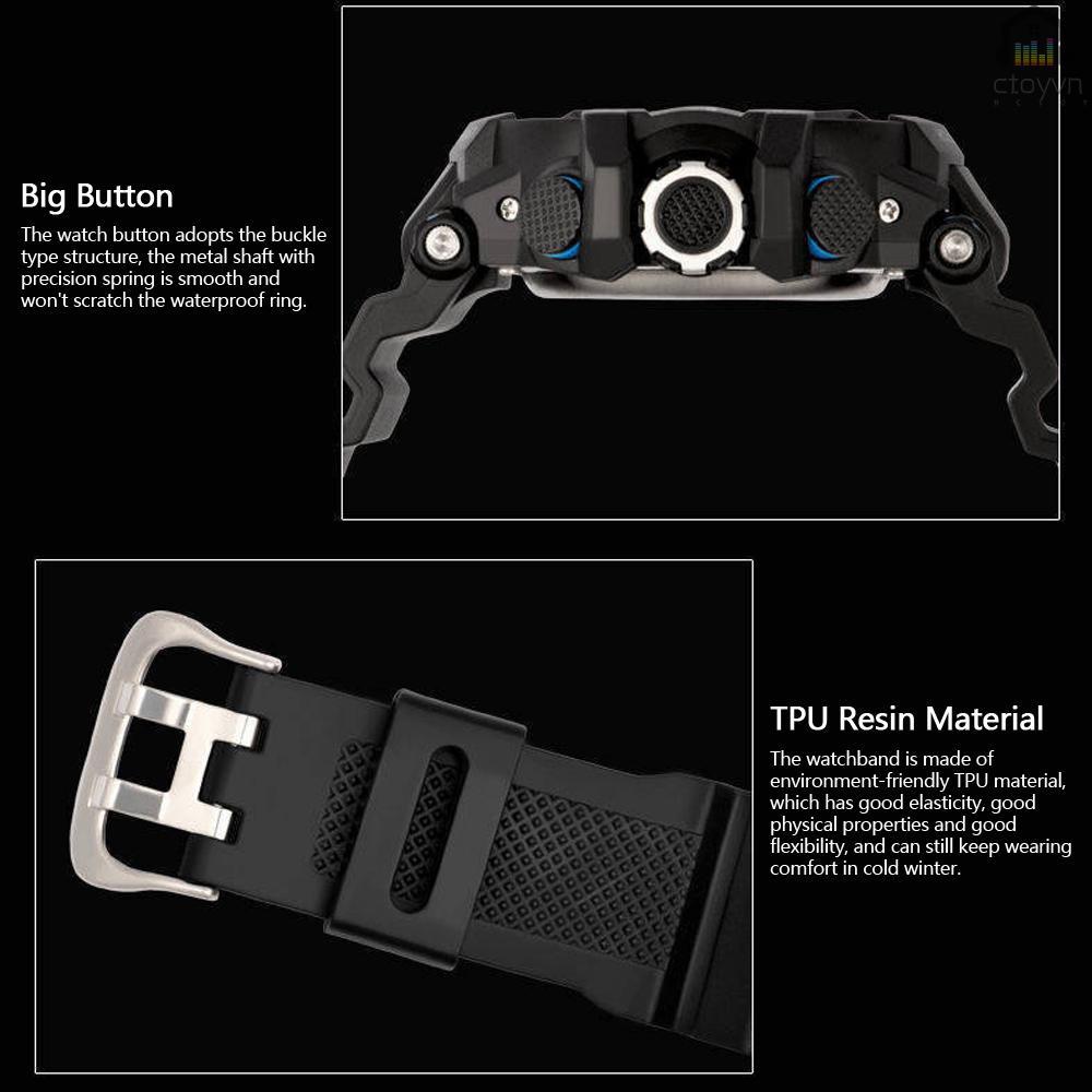 Đồng hồ đeo tay điện tử chống thấm nước màn hình lớn có báo thức và chuông báo cho nam