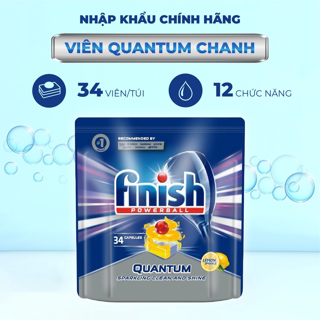 Viên rửa bát Finish Quantum 34 viên (Hương Chanh)