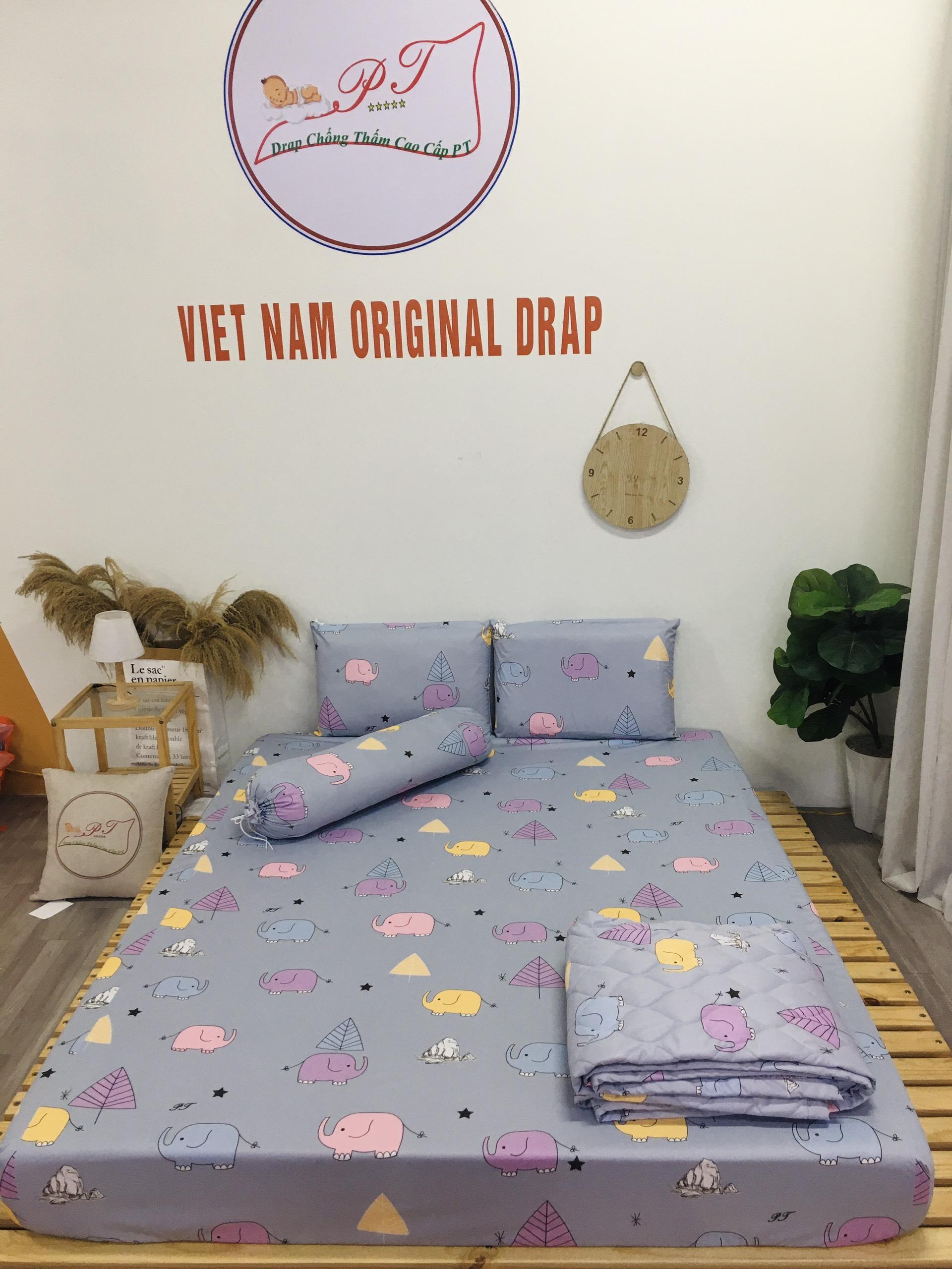 Drap Chống Thấm PT Họa Tiết Voi Xám