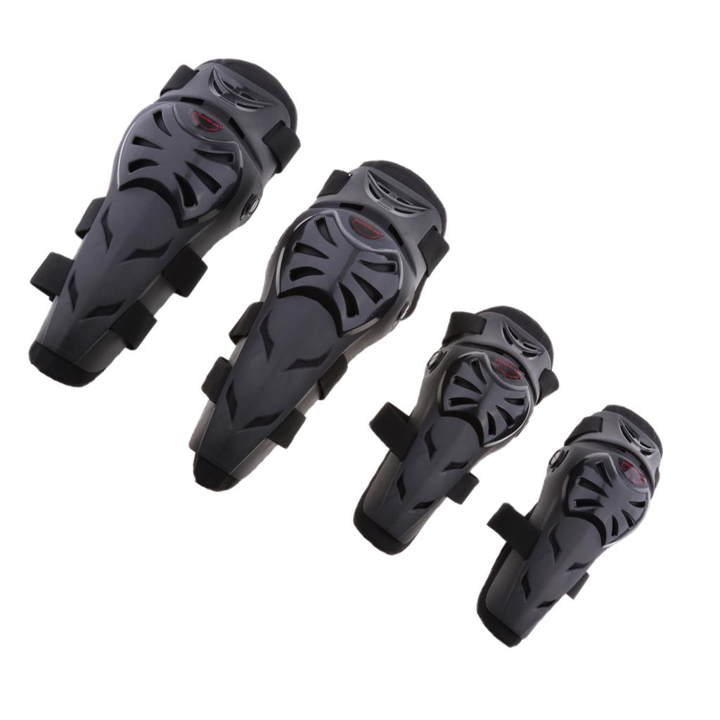 4Pieces Motorcycle Motocross Cycling Elbow and Knee Pads Protector Guard Armors Set Black