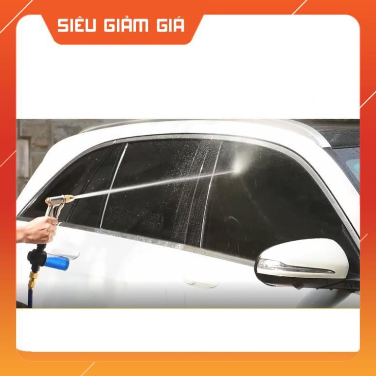 Bộ dây vòi xịt nước rửa xe, tưới cây . tăng áp 3 lần, loại 20m 206701-2 đầu đồng, cút, nối đồng nhựa