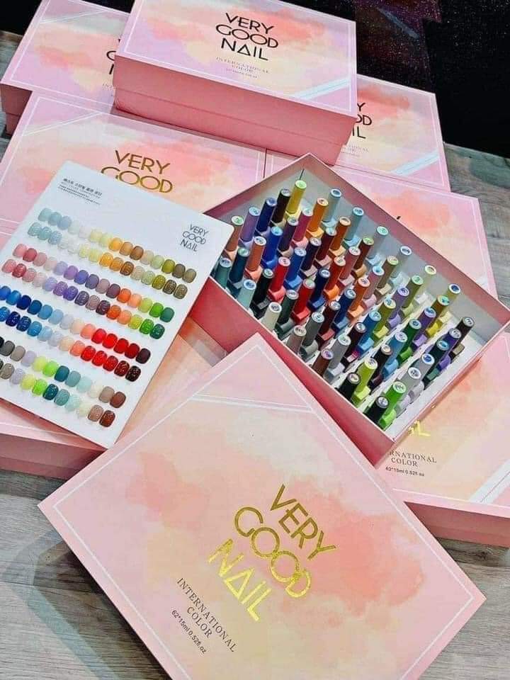 Set 60 màu Very Good Nail dòng sơn gel Hàn Quốc hàng chuẩn loại 1 (tặng bảng màu đã sơn sẵn+ 2 chai base top)