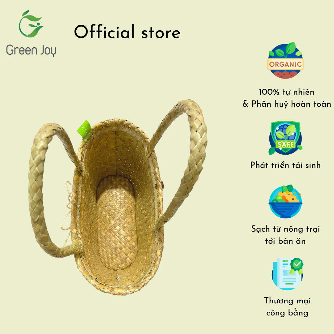 Giỏ cỏ bàng picnic có nơ Green Joy