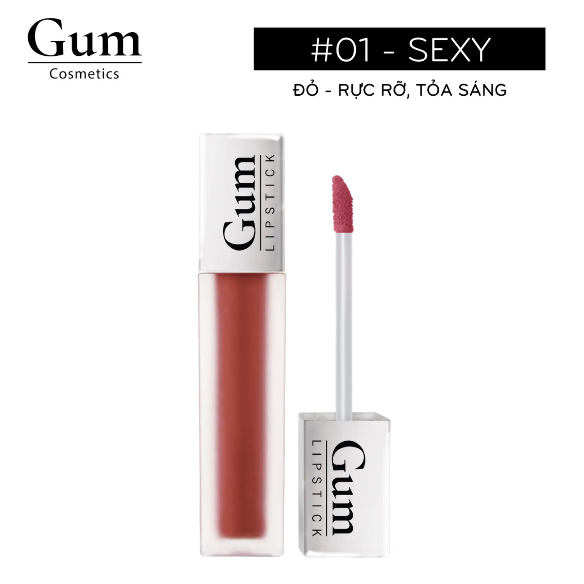 Son Kem Lì Siêu Bền Màu Mềm Mịn Lâu Trôi - Son Môi Màu Đỏ Lên Màu Tự Nhiên - Gum Lipstick 01 - Công Nghệ Nhật Bản - Hàng Chính Hãng