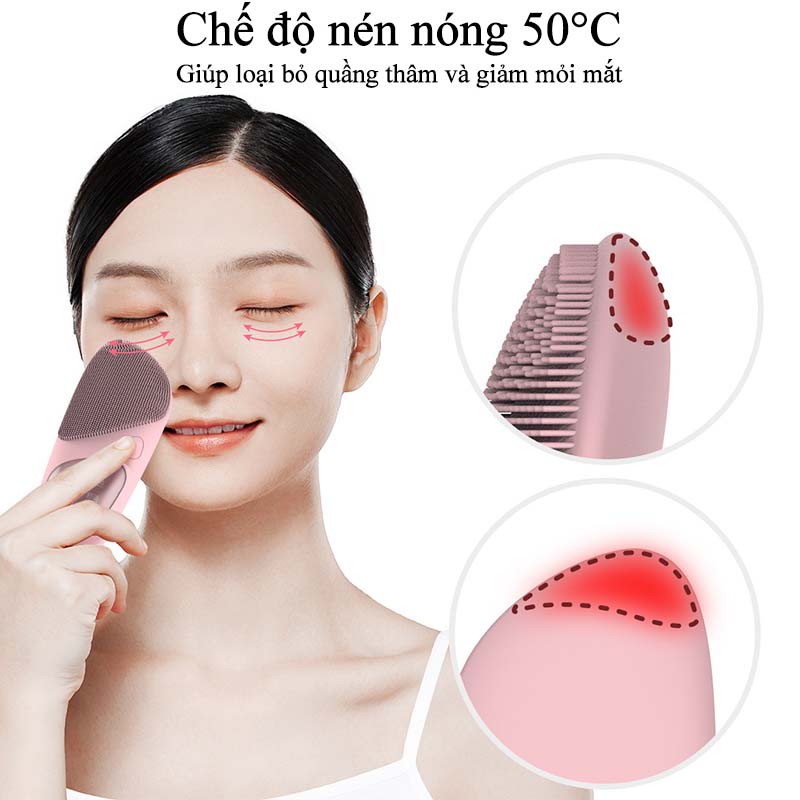 Máy Rửa Mặt Mini Cầm Tay Đa Năng Máy Massage Mặt Đầu Silicon Nén Nóng Giúp Sạch Sâu Da Chăm Sóc Mắt Đẩy Tinh Chất Dụng Cụ Làm Sạch Lỗ Chân Lông Và Tẩy Da Chết Dụng Cụ Làm Đẹp Gia Dụng Sạc USB