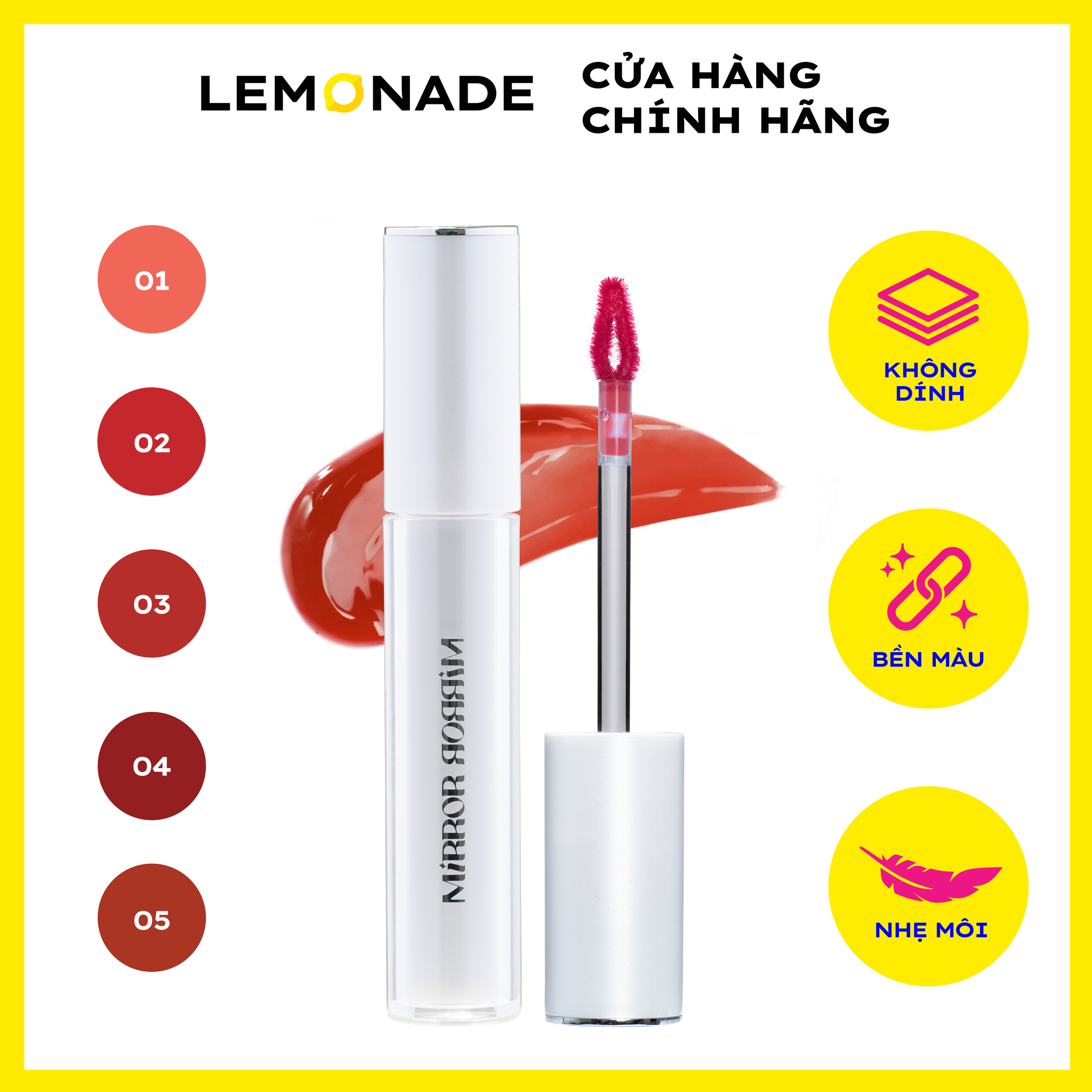 Son tint bóng không dính siêu lỳ Lemonade Mirror Mirror Water Tint 4g