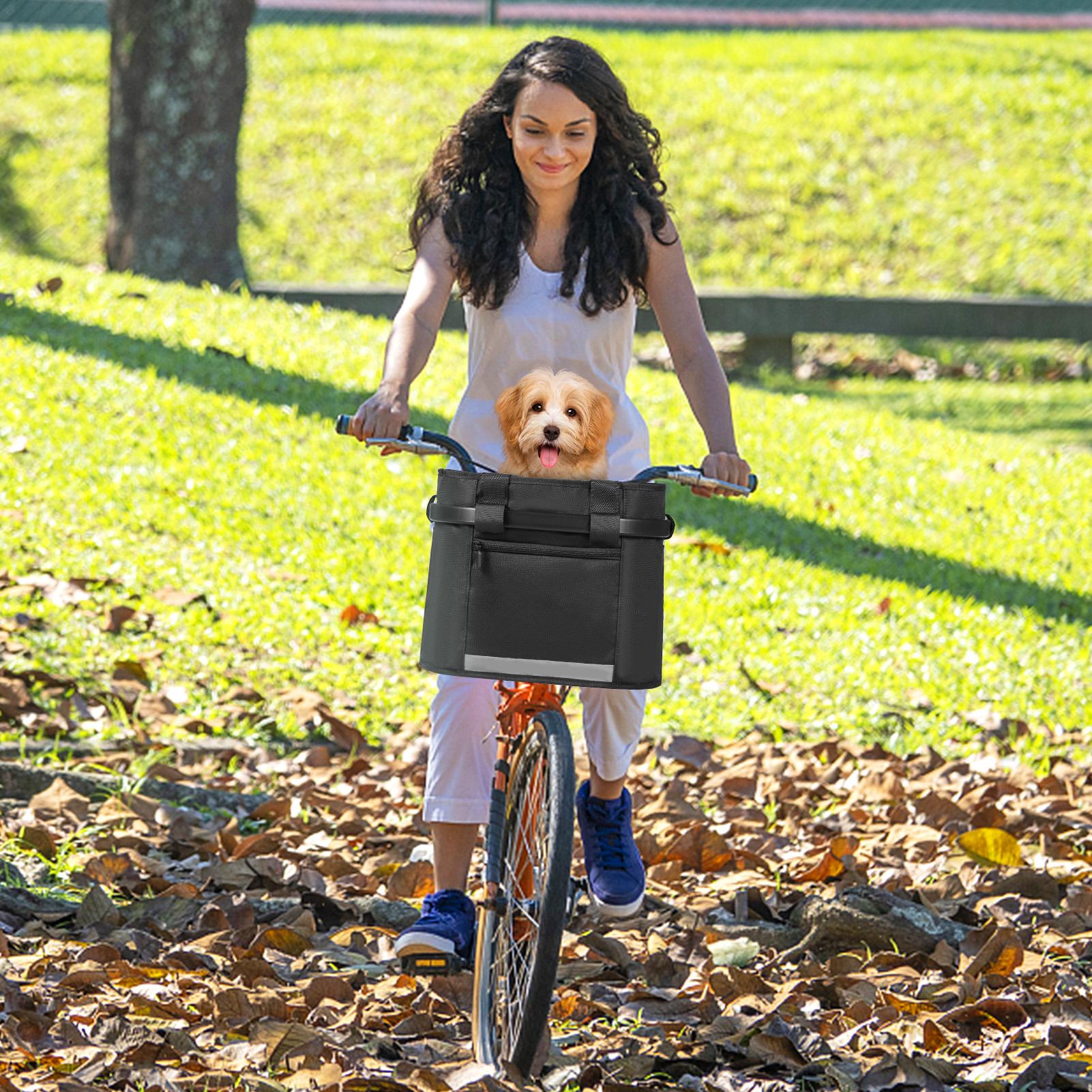 Bike Basket Quick Release Removable Folding Bicycle Handle Basket Pet Cat Dog Carrier Bag Detachable Shoulder Bag Tote