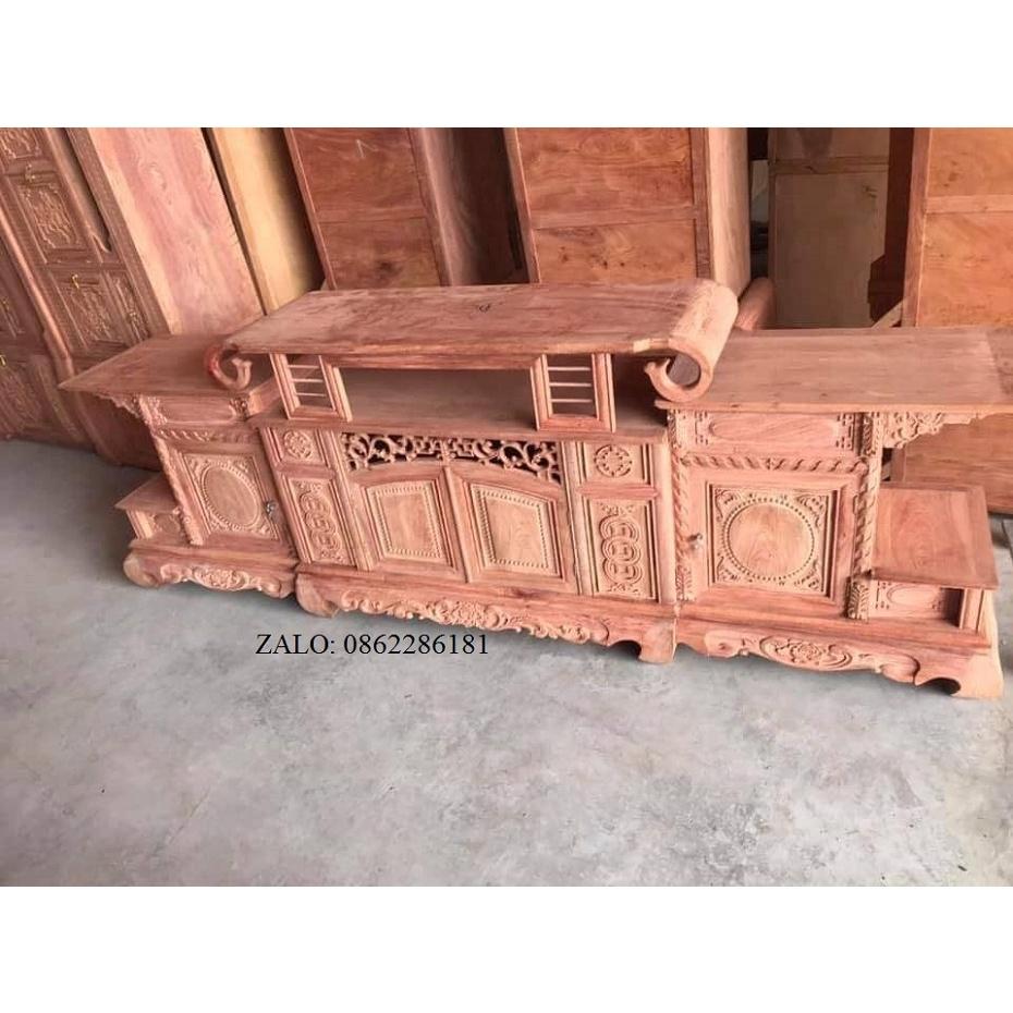 kệ tivi sừng trâu gỗ hương đá cánh đục 2m4