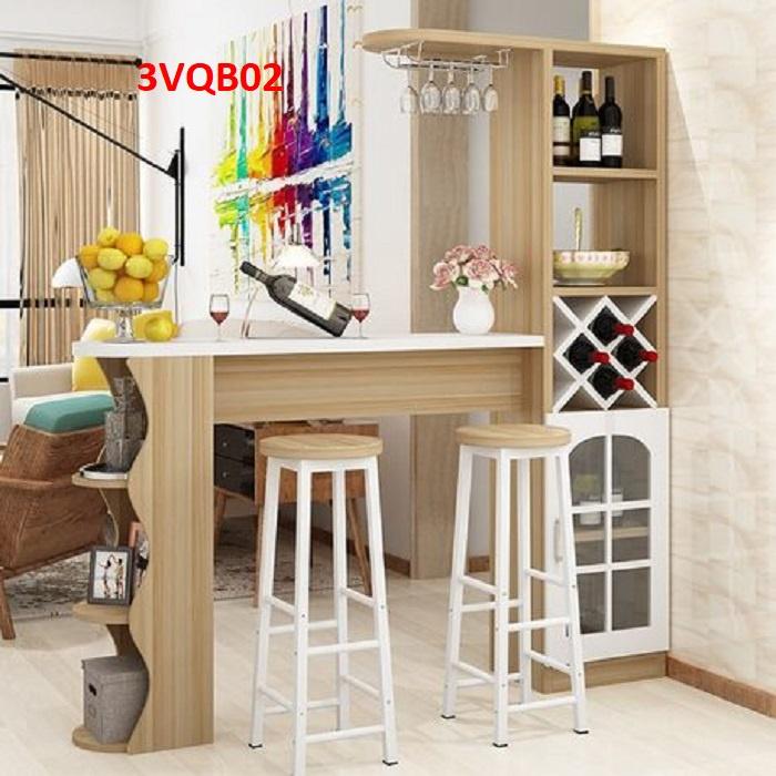 Quầy bar mini, quầy bar kiêm vách ngăn phòng khách nhà bếp 3VQB02