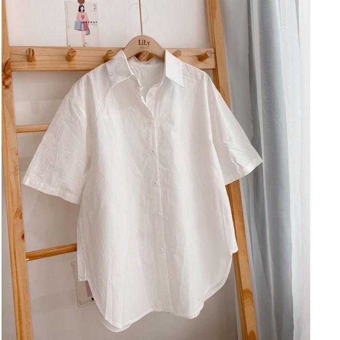 Sơ mi nữ cộc tay chất đũi mát cổ đức️ ️ Áo sơ mi đũi ngắn tay đuôi tôm 3 màu hothit ulzzang