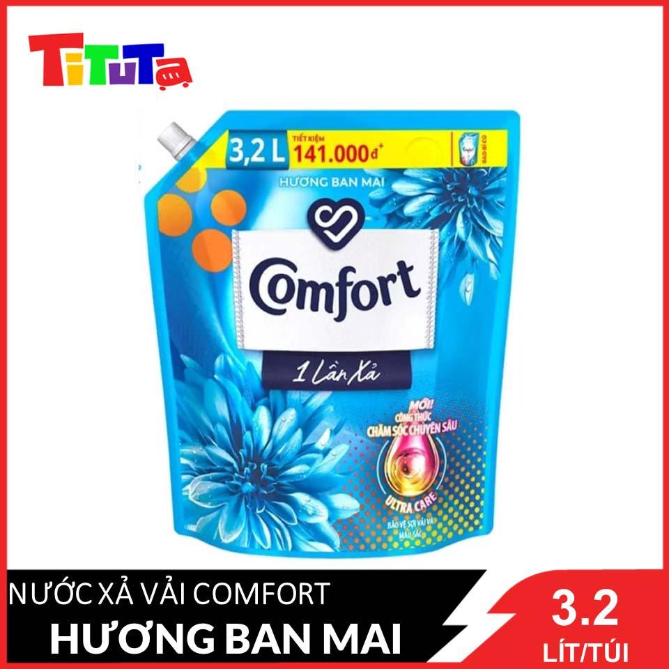 Nước Xả Làm Mềm Vải Comfort Giữ Màu & Bền Vải Hương Ban Mai Đậm Đặc Một Lần Xả 3.2L