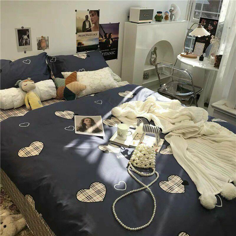 Bộ chăn ga cotton poly 4 món nhập khẩu nhiều màu